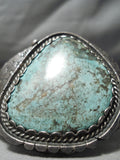 One Of Biggest Best Vintage Native American Navajo Green Turquoise Sterling Silver Bracelet-Nativo Arts