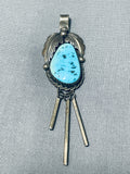 Traditional Vintage Native American Navajo Old Kingman Turquoise Sterling Silver Pendant-Nativo Arts