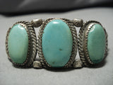 Incredible Vintage Native American Navajo Cerrillos Turquoise Sterling Silver Bracelet Old-Nativo Arts