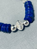 Rare Authentic Native American Navajo Lapis Sterling Silver Bead Necklace-Nativo Arts