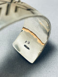 Signed Thick Native American Navajo Sterling Silver Bracelet-Nativo Arts