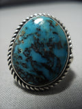 Native American Important Jeanette Dale Sterling Silver Oval Turquoise Ring-Nativo Arts
