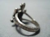 Wonderful Vintage Native American Navajo Turquoise Sterling Silver Turtle Ring-Nativo Arts