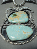 Kenny Ray Vintage Native American Navajo #8 Turquoise Sterling Silver Squash Blossom Necklace-Nativo Arts