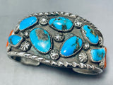 Opulent Vintage Native American Navajo Morenci Turquoise Sterling Silver Bracelet-Nativo Arts