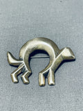 Whimsical Vintage Native American Navajo Sterling Silver Cat Pin-Nativo Arts