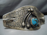 Fabulous Vintage Native American Navajo Hair Barrette Bisbee Turquoise Sterling Silver Pin-Nativo Arts