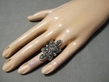 Very Old Green Mine Turquoise Vintage Native American Navajo Sterling Silver Ring Old-Nativo Arts