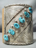 Magnificent Vintage Native American Navajo Sleeping Beauty Turquoise Sterling Silver Bowguard-Nativo Arts