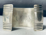 Heavy Hand Tooled Vintage Native American Navajo Blackbear Sterling Silver Bracelet Cuff-Nativo Arts
