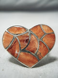 Breathtaking Zuni Spiny Oyster Sterling Silver Ring Native American-Nativo Arts