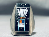 Heavy Men's Starsky Native American Navajo Kachian Turquoise Sterling Silver Ring-Nativo Arts
