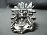 Heavy Signed Chief San Felipe Sterling Silver Ring-Nativo Arts