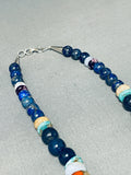 Authentic Rounded Lapis Singer Native American Navajo Turquoise Sterling Silver Necklace-Nativo Arts