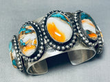 Unique Stone Native American Sterling Silver Heavy Bracelet-Nativo Arts