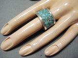 Unique Vintage Native American Navajo Turquoise Chip Inlay Sterling Silver Ring-Nativo Arts