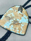 One Of The Best Ever Vintage Native American Navajo #8 Turquoise Sterling Silver Bolo Tie-Nativo Arts