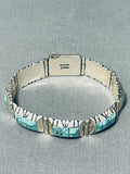 One Of The Best Vintage Native American Navajo Turquoise Inlay Link Sterling Silver Bracelet-Nativo Arts