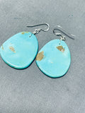 Native American Beautiful Santo Domingo Royston Turquoise Sterling Silver Earrings-Nativo Arts