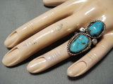 Impressive Vintage Native American Navajo Turquoise Sterling Silver Ring Old-Nativo Arts