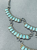 Gorgeous Vintage Native American Zuni Turquoise Inlay Sterling Silver Tiered Necklace-Nativo Arts