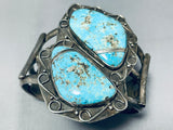 One Of The Best Vintage Native American Navajo Easter Blue Turquoise Sterling Silver Bracelet-Nativo Arts