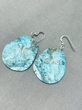 Native American Fabulous Santo Domingo Large Turquoise Slab Sterling Silver Earrings-Nativo Arts