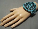 One Of Best Vintage Native American Navajo Blue Diamond Turquoise Sterling Silver Bracelet Old-Nativo Arts