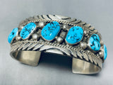 Tommy Moore Vintage Native American Navajo Morenci Turquoise Sterling Silver Bracelet-Nativo Arts