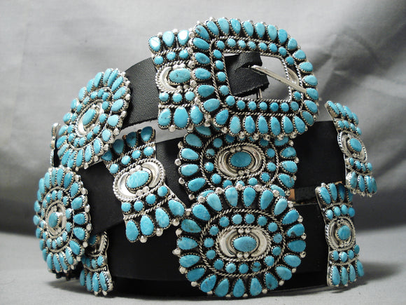 Important Native American Navajo Victor Moses Begay Turquoise Sterling Silver Concho Belt-Nativo Arts