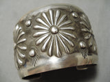 Huge Heavy Hand Tooled Vintage Native American Navajo Sterling Silver Shell Bracelet Cuff-Nativo Arts