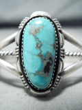 Eye-catching Vintage Native American Navajo Pilot Mountain Turquoise Sterling Silver Bracelet-Nativo Arts