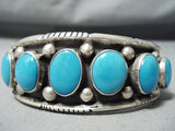 Superior Vintage Native American Navajo Blue Gem Turquoise Sterling Silver Bracelet Old-Nativo Arts