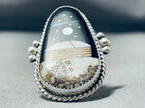 Very Important Native American Navajo Hogan Inlay Sterling Silver Ring-Nativo Arts