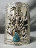 Dramatic Navajo Turquoise Sterling Silver Bowguard Native American-Nativo Arts