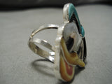 Important Inlay Master Native American Zuni Donald Duck Turquoise Sterling Silver Ring-Nativo Arts