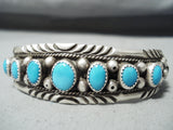 Bea Nez Vintage Native American Navajo Sleeping Beauty Turquoise Sterling Silver Bracelet Old-Nativo Arts