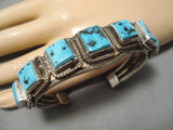 Magnificent Vintage Native American Navajo Square Turquoise Sterling Silver Bracelet-Nativo Arts