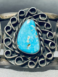 Museum Swirl Vintage Native American Navajo Blue Turquoise Sterling Silver Bracelet-Nativo Arts