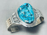 Astounding Native American Navajo Gilbert Turquoise Sterling Silver Bracelet Signed-Nativo Arts