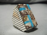 Astonishing Vintage Native American Navajo Sterling Silver Wildhorse Turquoise Ring-Nativo Arts