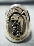 Unique Navajo Native American 14k Gold Kokopelli Sterling Silver Ring-Nativo Arts
