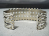 Snake Eyes Turquoise Vintage Native American Navajo Sterling Silver Bracelet Old-Nativo Arts