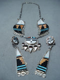 Striking Vintage Native American Zuni Turquoise Sterling Silver Necklace & Earring Set-Nativo Arts