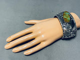 Incredibly Intricate Native American Navajo Royston Turquoise Sterling Silver Bracelet-Nativo Arts