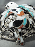 One Of The Best Vintage Native American Zuni Turquoise Sterling Silver Inlay Bracelet Old-Nativo Arts