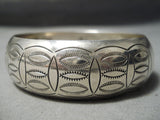 Exquisite Vintage Native American Navajo Convex Sterling Silver Bracelet Cuff-Nativo Arts