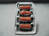 Towering Navajo Coral Sterling Silver Ring Native American-Nativo Arts