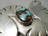 Twisting Turning Vintage Native American Navajo Bisbee Turquoise Sterling Silver Pin Old-Nativo Arts
