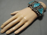 One Of The Best Vintage Native American Navajo Carlin Turquoise Sterling Silver Bracelet Old-Nativo Arts